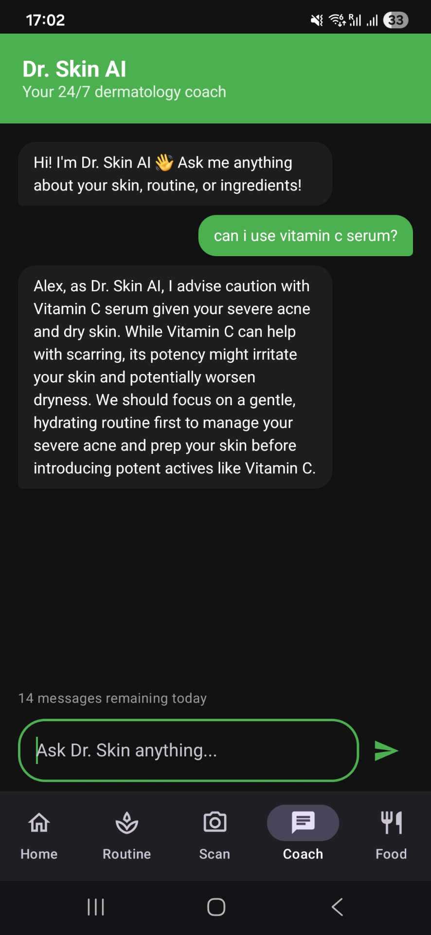 AcneTrack Dr. Skin AI Coach screenshot