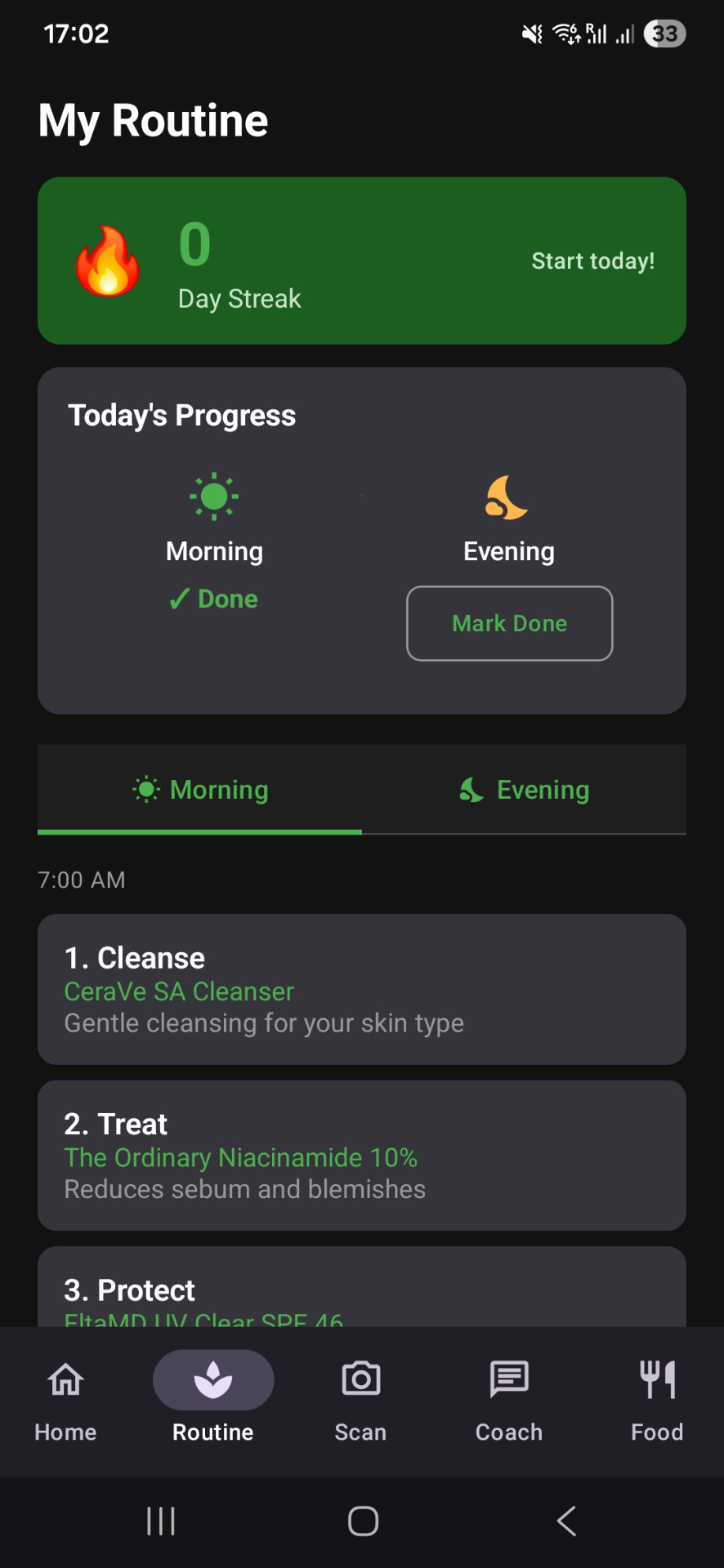 AcneTrack Daily Routine screenshot
